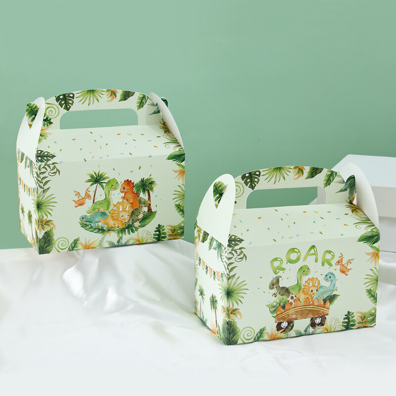 4 buc. Cutie cadou pentru petrecere în junglă, cutie cu bomboane din dinozaur pentru floricele de porumb, cutie pentru cadouri pentru copii, pentru decorarea petrecerii de festival