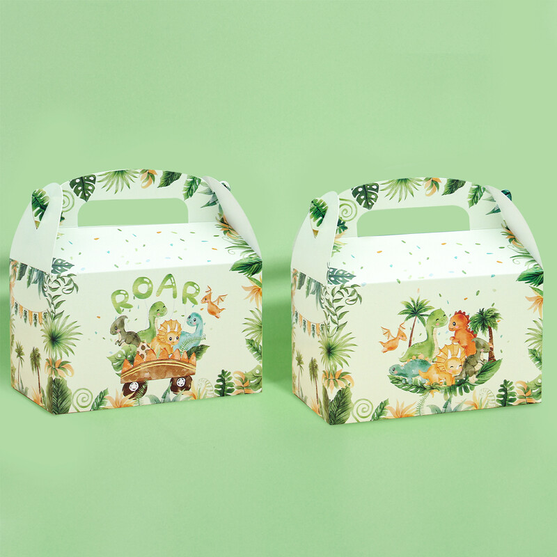 4 buc. Cutie cadou pentru petrecere în junglă, cutie cu bomboane din dinozaur pentru floricele de porumb, cutie pentru cadouri pentru copii, pentru decorarea petrecerii de festival