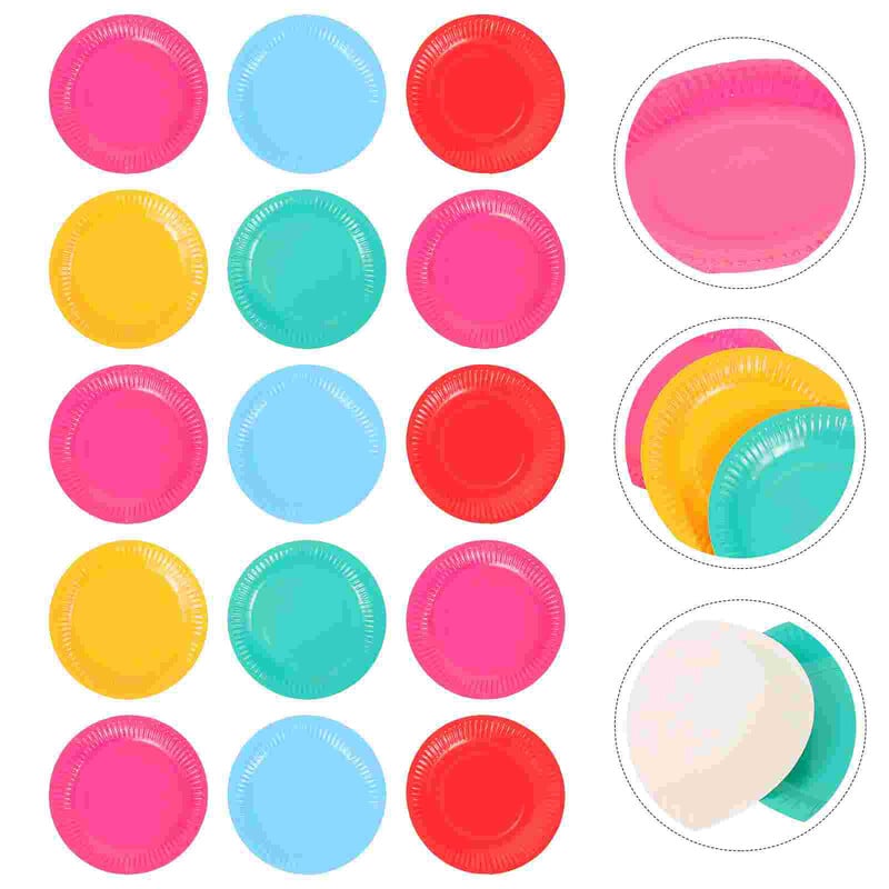 50 бр. Хартиени чинии Хартиени чинии за торта за еднократна употреба, цветни за декорация на парти за рожден ден