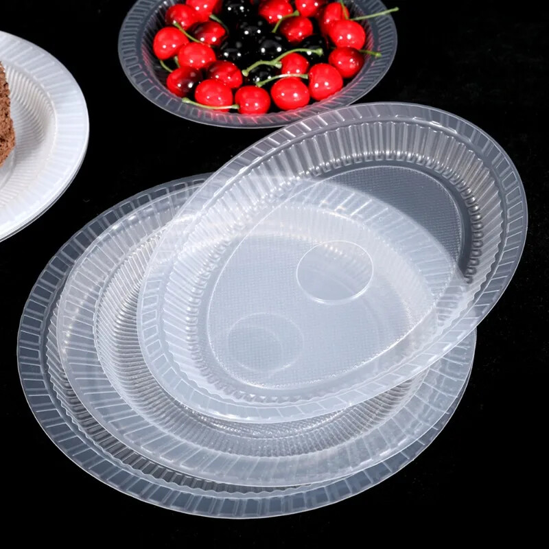 10 bucăți farfurii din plastic transparent de unică folosință farfurii transparente pentru cină salată de fructe farfurii desert pentru ziua de naștere petrecere de nuntă