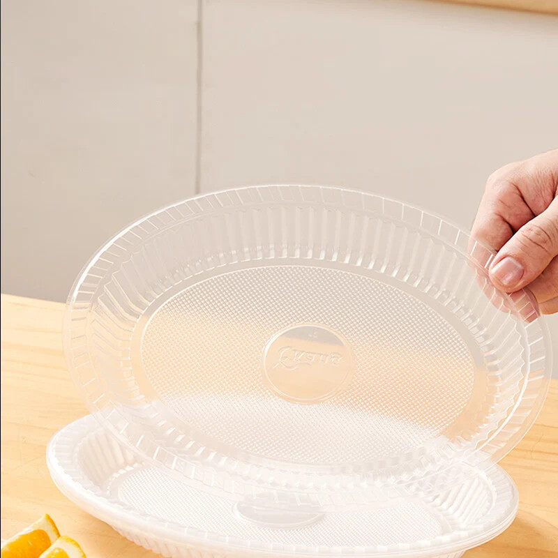 10 bucăți farfurii din plastic transparent de unică folosință farfurii transparente pentru cină salată de fructe farfurii desert pentru ziua de naștere petrecere de nuntă