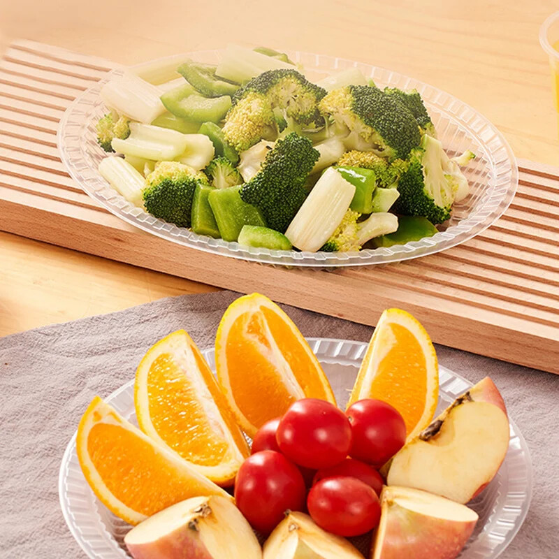 10 bucăți farfurii din plastic transparent de unică folosință farfurii transparente pentru cină salată de fructe farfurii desert pentru ziua de naștere petrecere de nuntă