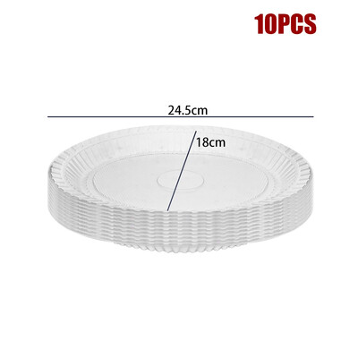 10 vnt skaidraus plastiko lėkštės vienkartinės, didelės talpos vakarienės lėkštės salotų desertų padėklas Namų vakarėlis mažos torto lėkštės Skaidrus dekoras