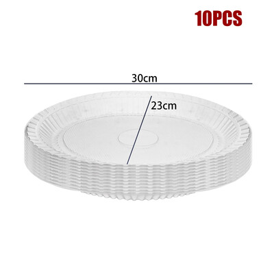 10 vnt skaidraus plastiko lėkštės vienkartinės, didelės talpos vakarienės lėkštės salotų desertų padėklas Namų vakarėlis mažos torto lėkštės Skaidrus dekoras