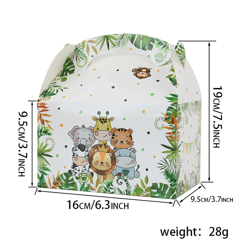 12 bucăți cutii pentru favoare de petrecere cu animale din junglă, consumabile pentru petreceri Safari, cutii cadou de bunuri pentru decorațiuni pentru baby shower safari