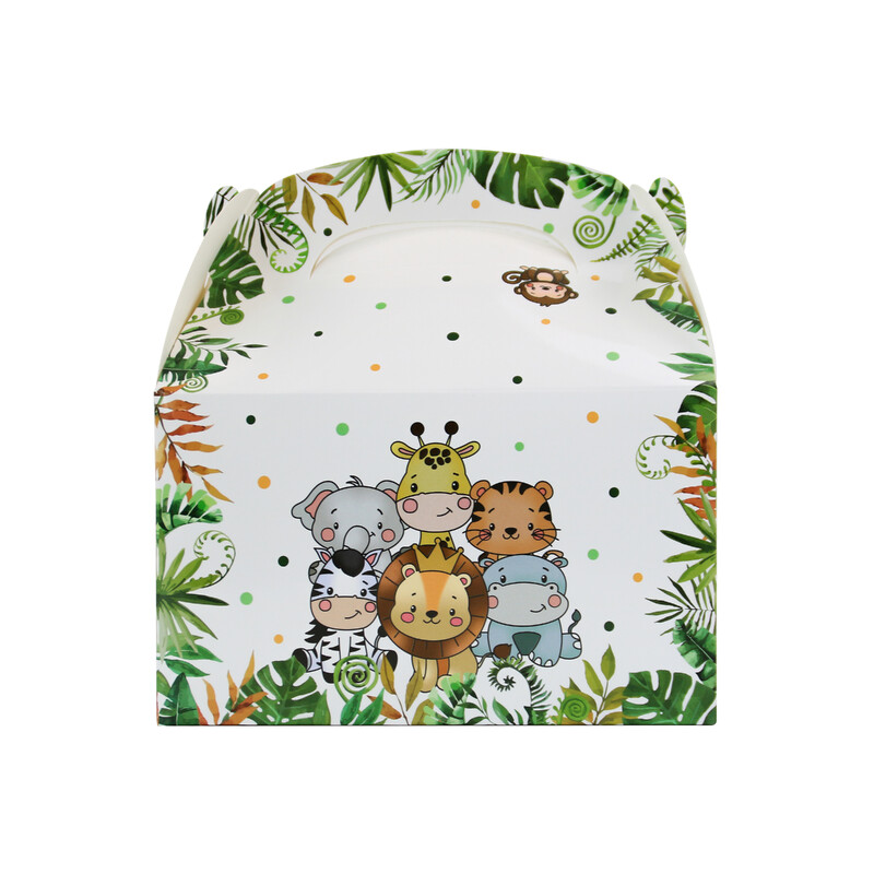 12 bucăți cutii pentru favoare de petrecere cu animale din junglă, consumabile pentru petreceri Safari, cutii cadou de bunuri pentru decorațiuni pentru baby shower safari