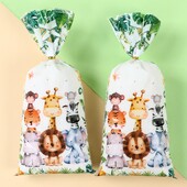 Ζούγκλα Ζώα Δώρο Τσάντα Safari 1st Wild One Birthday Party Decorations Παιδικές μπομπονιέρες Τσάντες μπισκότων με καραμέλα Forest Safari Baby Shower