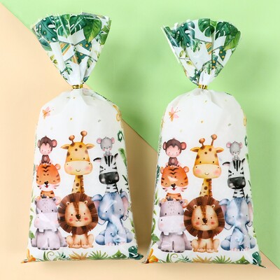 Jungle Animals Gift Bag Safari 1st Wild One Decoratiuni pentru petrecere de aniversare Favoruri pentru copii Dulciuri Pungi de biscuiti Safari de padure Baby Shower