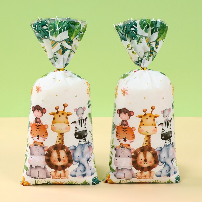 Jungle Animals Gift Bag Safari 1st Wild One Decoratiuni pentru petrecere de aniversare Favoruri pentru copii Dulciuri Pungi de biscuiti Safari de padure Baby Shower