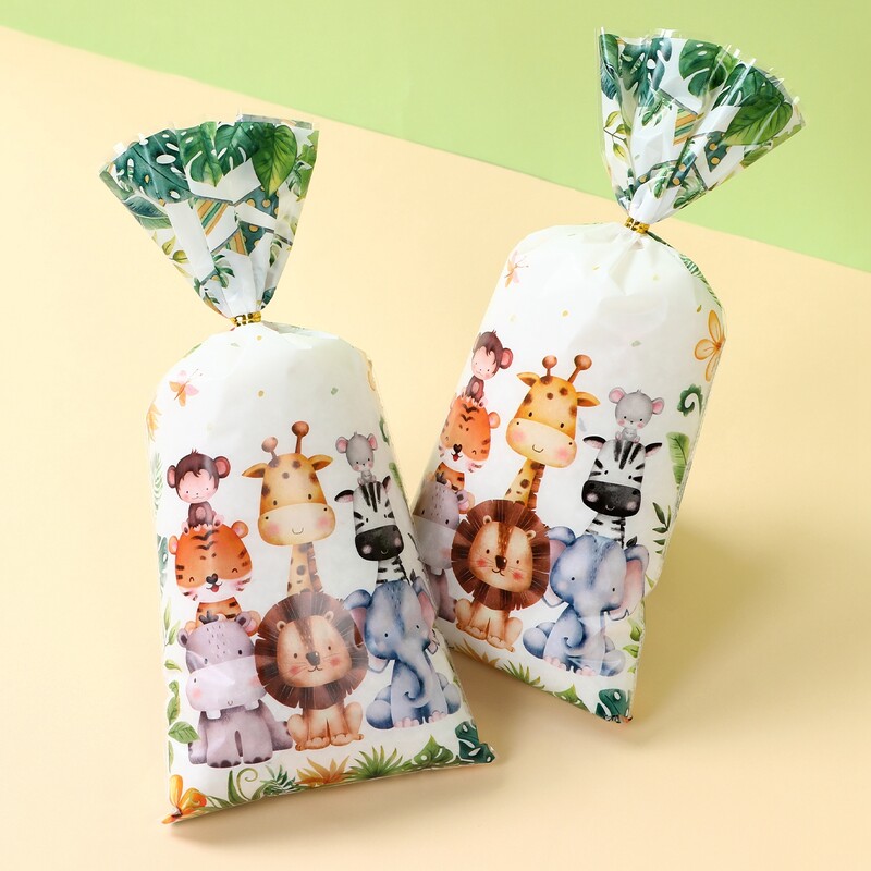 Jungle Animals Gift Bag Safari 1st Wild One Decoratiuni pentru petrecere de aniversare Favoruri pentru copii Dulciuri Pungi de biscuiti Safari de padure Baby Shower