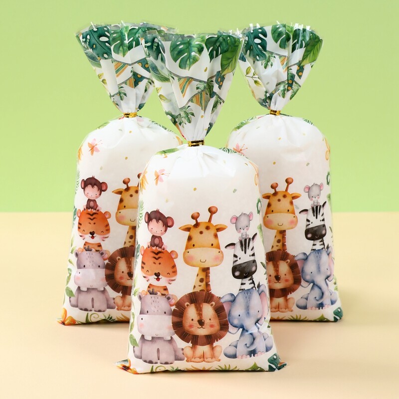 Jungle Animals Gift Bag Safari 1st Wild One Decoratiuni pentru petrecere de aniversare Favoruri pentru copii Dulciuri Pungi de biscuiti Safari de padure Baby Shower