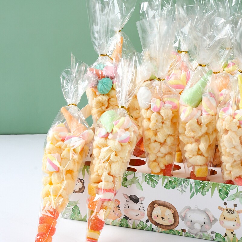 Animale din junglă, hârtie kraft, suport pentru conuri de nuntă, animale din junglă, decorare pentru petrecerea de aniversare, consumabile pentru petrecerea de naștere pentru copii