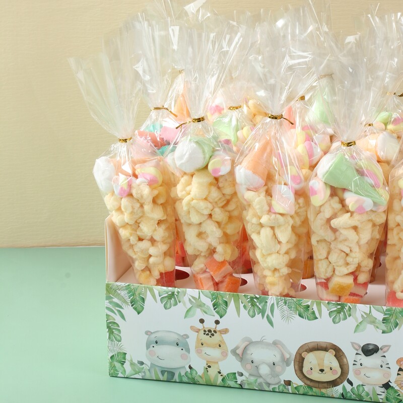 Animale din junglă, hârtie kraft, suport pentru conuri de nuntă, animale din junglă, decorare pentru petrecerea de aniversare, consumabile pentru petrecerea de naștere pentru copii