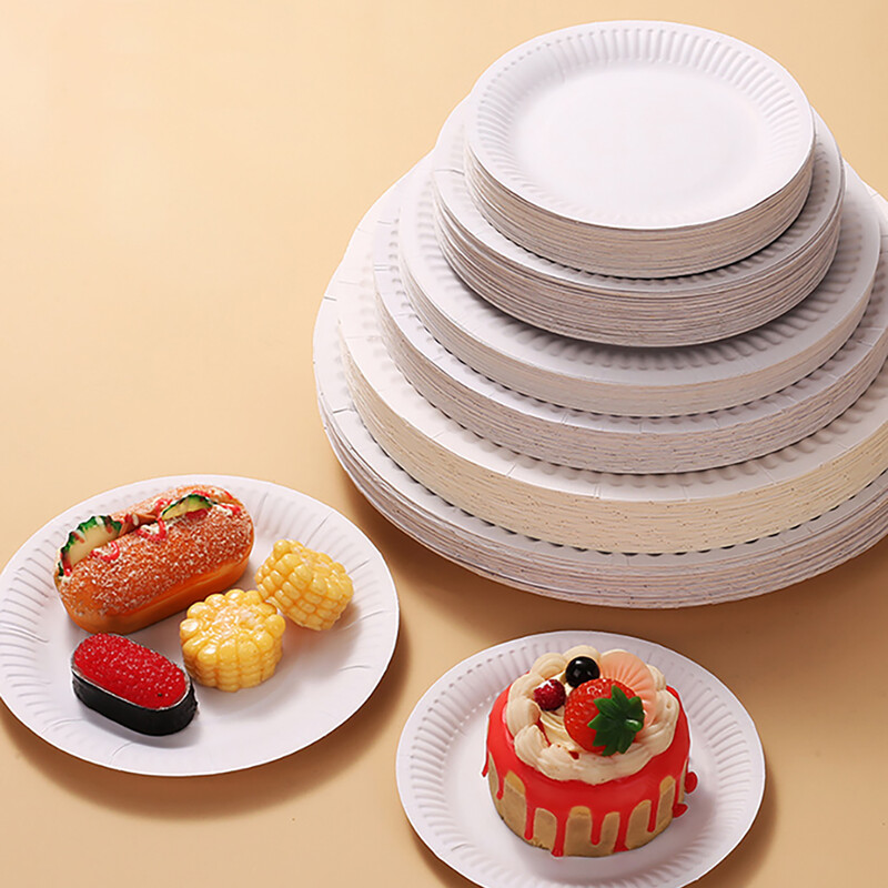 Set farfurie de hârtie de unică folosință pentru tort de aniversare farfurie circulară de hârtie set de veselă nordic minimalistă, graffiti, bricolaj, materiale lucrate manual