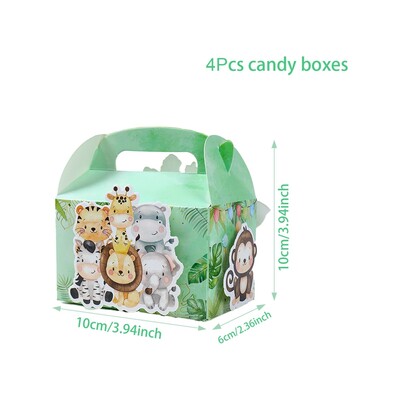 DIY Jungle Safari Party Candy Box Επιδόρπιο Γραφείο Διακόσμηση πάρτι γενεθλίων Παιδικό κουτί συσκευασίας δώρου Wild One Baby Shower Supplies