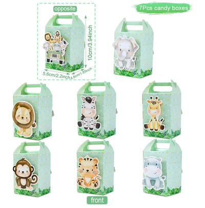 DIY Jungle Safari Party Candy Box Επιδόρπιο Γραφείο Διακόσμηση πάρτι γενεθλίων Παιδικό κουτί συσκευασίας δώρου Wild One Baby Shower Supplies