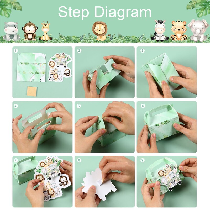 DIY Jungle Safari Party Cutie de bomboane Desert Birou Decor pentru petrecerea de aniversare Cutie de ambalare pentru cadouri pentru copii Wild One Baby Shower