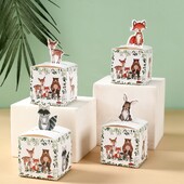 24 τεμ. Woodland Animal Candy Boxes Wild One Jungle Safari Birthday Party Διακόσμηση Παιδικό Δώρο Κουτί συσκευασίας Προμήθειες για ντους μωρών