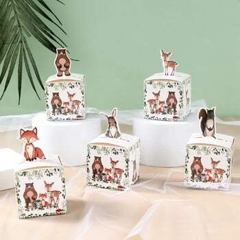 24 τεμ. Woodland Animal Candy Boxes Wild One Jungle Safari Birthday Party Διακόσμηση Παιδικό Δώρο Κουτί συσκευασίας Προμήθειες για ντους μωρών