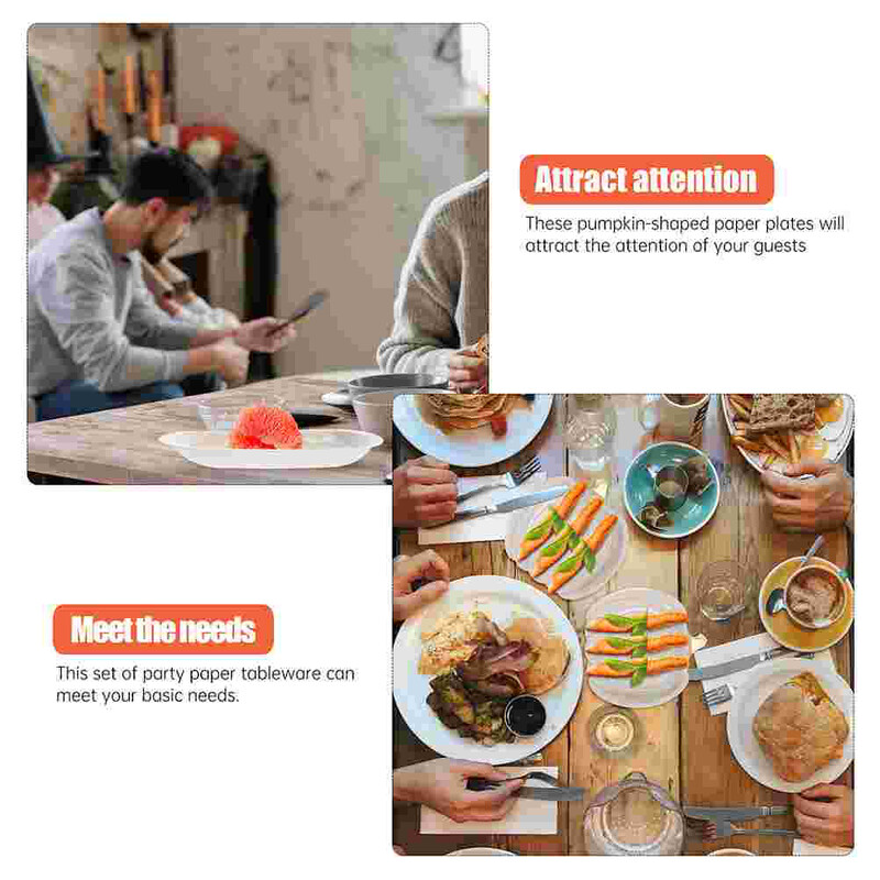 30 de bucăți de hârtie de dovleac, paleți pentru petreceri, farfurie de uz casnic pentru cină, tavă cu fructe, farfurii delicate pentru desert în formă