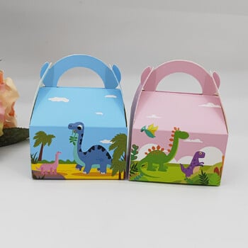 Τσάντα Dinosaur Paper Candy Box, Μπομπονιέρες Jungle Party, Cracker Cookie Box Bag for Packaging Treat Kids Birthday Box, 10τμχ