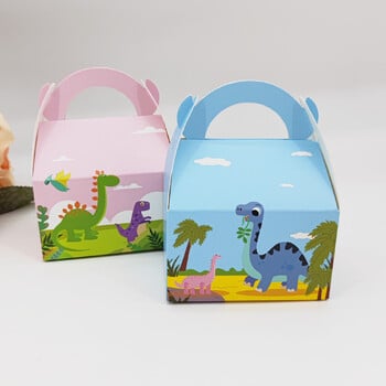 Τσάντα Dinosaur Paper Candy Box, Μπομπονιέρες Jungle Party, Cracker Cookie Box Bag for Packaging Treat Kids Birthday Box, 10τμχ