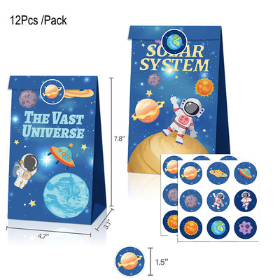 12 τμχ Outer Space Party Favors Space Goody Τσάντες με αυτοκόλλητα Χαρτί Τσάντες δώρου Galaxy Τσάντες Planet Treat για αγόρια Διακόσμηση γενεθλίων