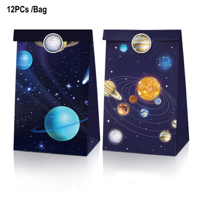 12 τμχ Outer Space Party Favors Space Goody Τσάντες με αυτοκόλλητα Χαρτί Τσάντες δώρου Galaxy Τσάντες Planet Treat για αγόρια Διακόσμηση γενεθλίων