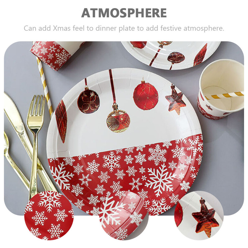 20 buc Farfurie de hârtie de Crăciun cu fulgi de nea Vase de unică folosință din plastic Farfuri de unică folosință Tavi de nuntă Cupă de Crăciun