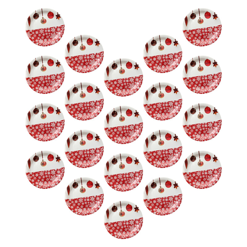 20 buc Farfurie de hârtie de Crăciun cu fulgi de nea Vase de unică folosință din plastic Farfuri de unică folosință Tavi de nuntă Cupă de Crăciun