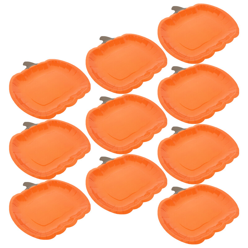 10 bucăți farfurii de hârtie pentru Halloween, petrecere cu dovleac, desert, festival, bomboane, fructe, farfurii în formă de portocale, cină