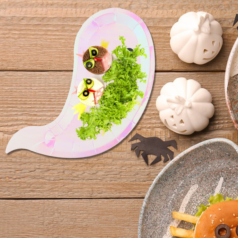 8 buc. farfurie cu fantome farfurii din hârtie Hallowmas boluri pentru gustări de Halloween Suport bomboane tavă farfurii pentru cină decorațiuni pentru baie tigaie pentru tort