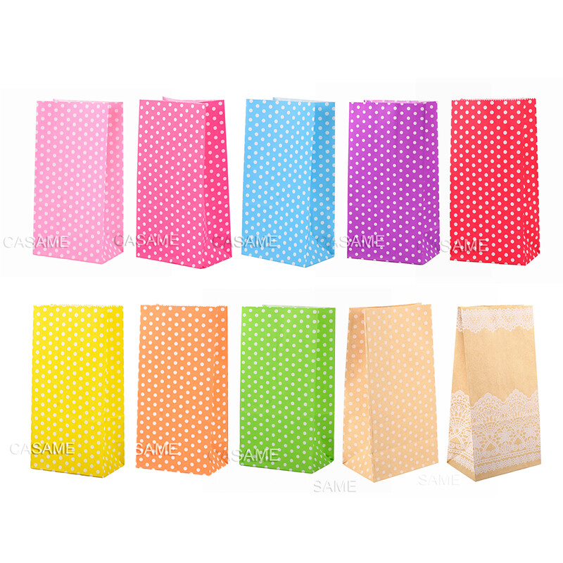 25/50 buc. Saci de hârtie pentru bomboane Ambalare pentru alimente Pungi de hârtie Saci de cadou Baby Shower Ziua de naștere Decorare pentru petrecere de nuntă Saci de hârtie de artizanat