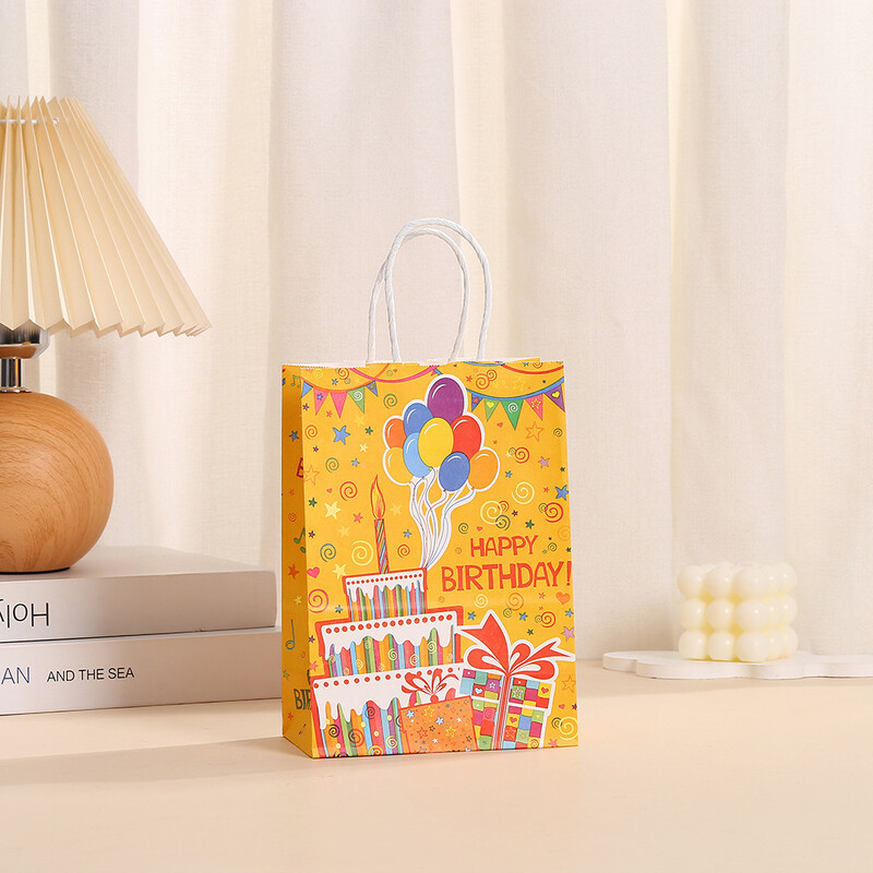 6 bucăți desene animate hârtie kraft pentru cadouri, pungi de ambalare pentru tort, baloane, sac de bomboane pentru baby shower, decorare pentru petrecerea de naștere pentru copii