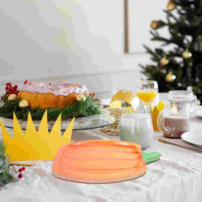 20 de bucăți farfurii din hârtie de dovleac în formă de palet farfurii de Halloween decor de toamnă consumabile pentru petreceri festival tort cu fructe desert