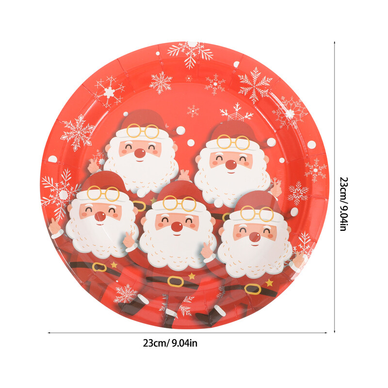 16 bucăți farfurii de masă din hârtie pentru petrecere, desert de Crăciun, prăjitură, tavă de servire, veselă de Crăciun, om de zăpadă