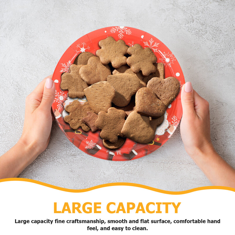 16 bucăți farfurii de masă din hârtie pentru petrecere, desert de Crăciun, prăjitură, tavă de servire, veselă de Crăciun, om de zăpadă