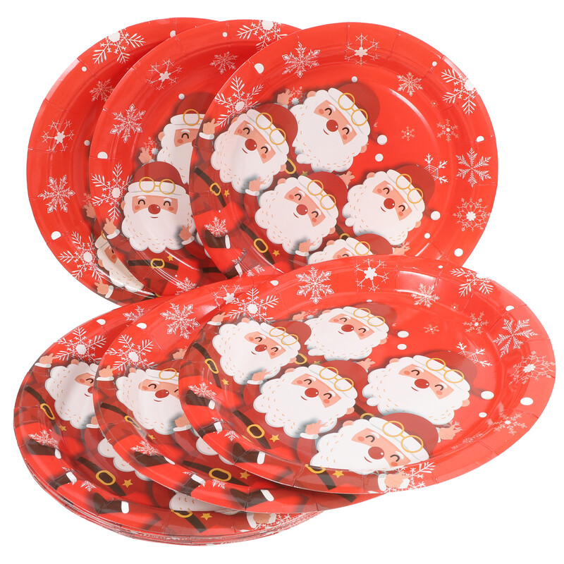 16 bucăți farfurii de masă din hârtie pentru petrecere, desert de Crăciun, prăjitură, tavă de servire, veselă de Crăciun, om de zăpadă