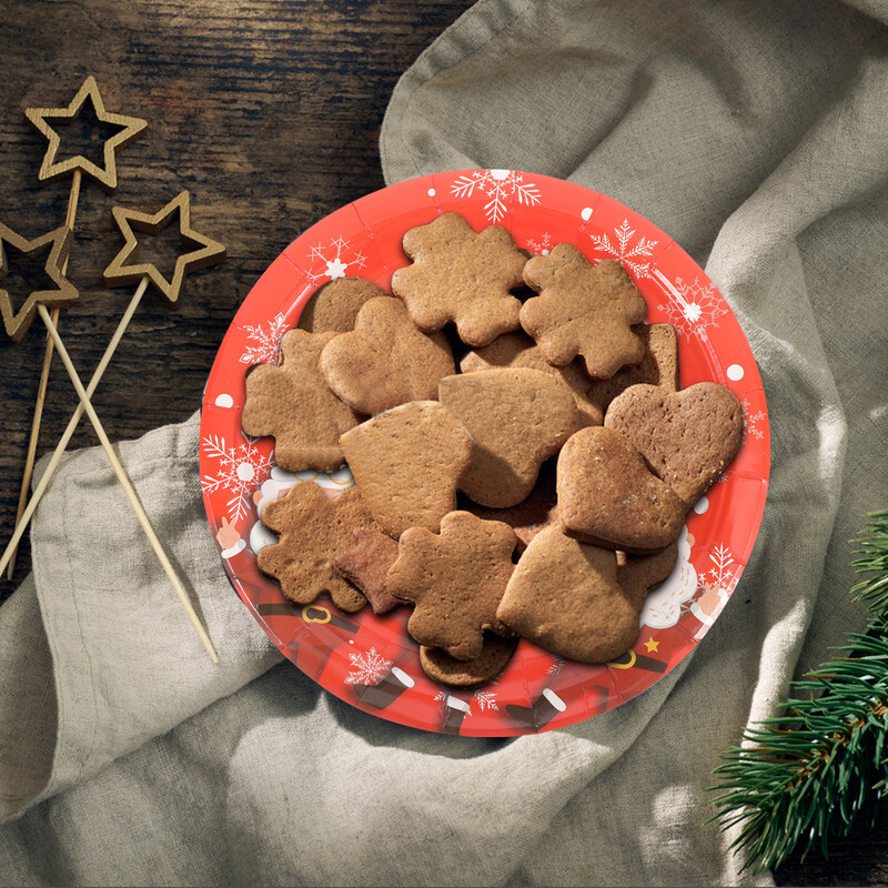 16 bucăți farfurii de masă din hârtie pentru petrecere, desert de Crăciun, prăjitură, tavă de servire, veselă de Crăciun, om de zăpadă