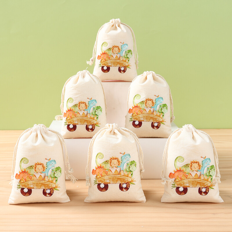 Saci de bomboane de dinozaur Rechizite pentru petrecere de aniversare Dino Saci de cadou Bijuterii Saci de Hessian Saci de ambalare Saci de ambalare Decoruri de petrecere de aniversare pentru baieti