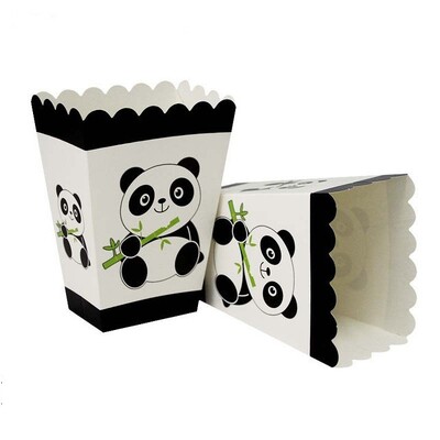 6/24 τμχ Λευκό panda Θέμα για πάρτι Χαρτί ζαχαρωτό ποπ κορν Κουτί δώρου γενεθλίων Παιδικά κουτιά δώρου Διακοσμήσεις πάρτι Προμήθειες Μπομπονιέρα για μπομπονιέρες