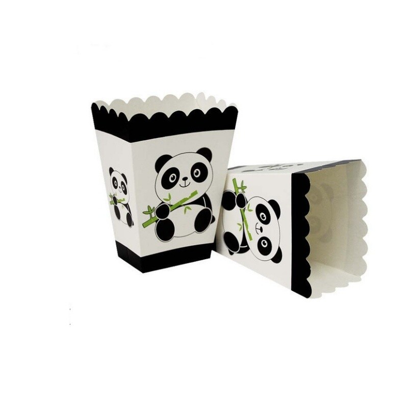 6/24 buc. Panda albă Tema pentru petrecere, cutie de bomboane pentru floricele de porumb, cutii de cadouri pentru ziua de naștere pentru copii, pentru decorațiuni de petrecere, cutie de bomboane pentru băieți