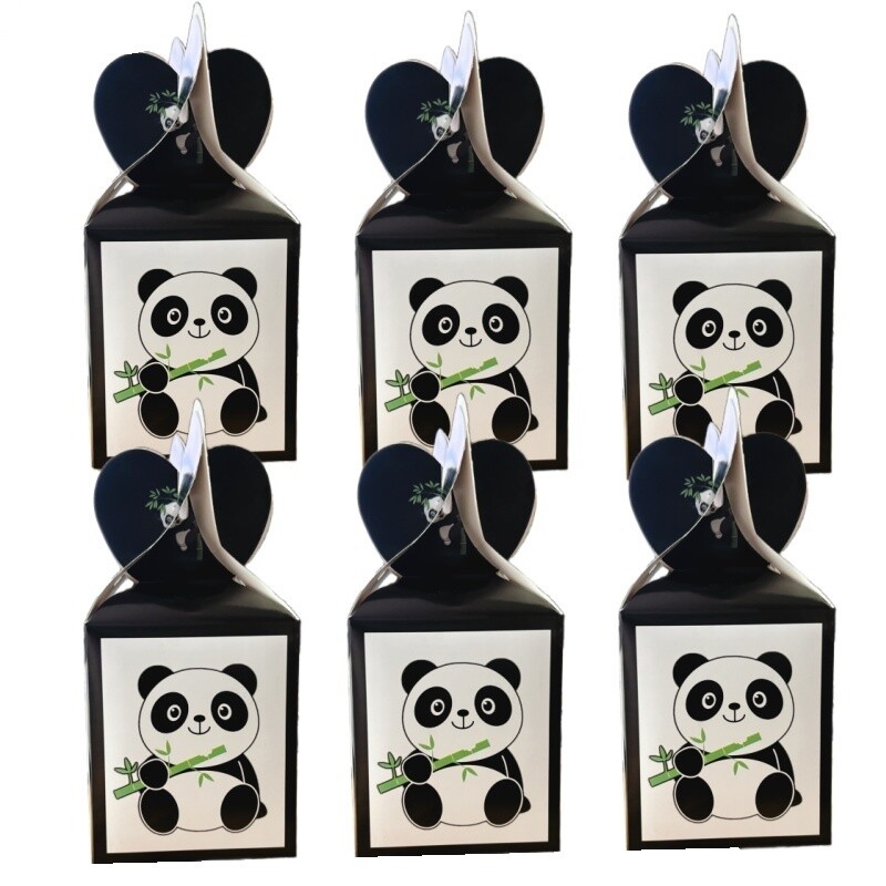 6/24 buc. Panda albă Tema pentru petrecere, cutie de bomboane pentru floricele de porumb, cutii de cadouri pentru ziua de naștere pentru copii, pentru decorațiuni de petrecere, cutie de bomboane pentru băieți