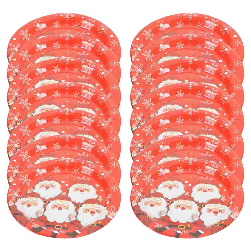 16 bucăți farfurii de masă din hârtie pentru petrecere Desert de Crăciun Cupă de vacanță Tort Fulg de nea Servire Decoratiuni de masă roșii Om de zăpadă Fulgi de nea