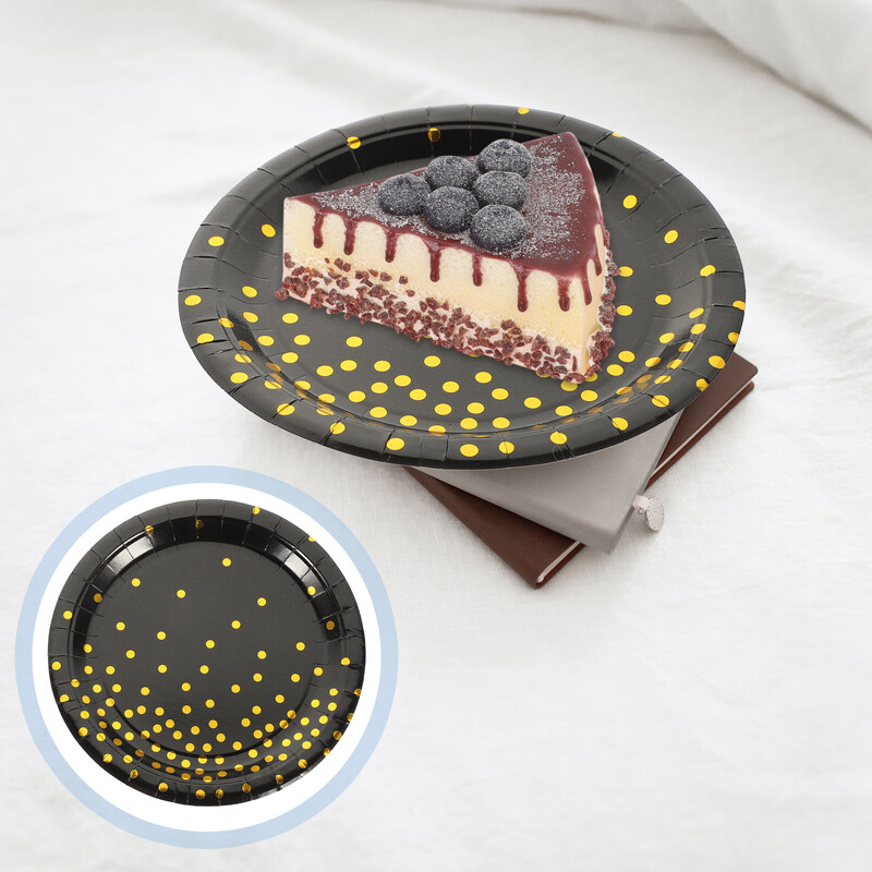 16 buc. tava de hartie tigaie pentru prajituri consumabile pentru petreceri farfurii negre farfurii desert de unică folosință
