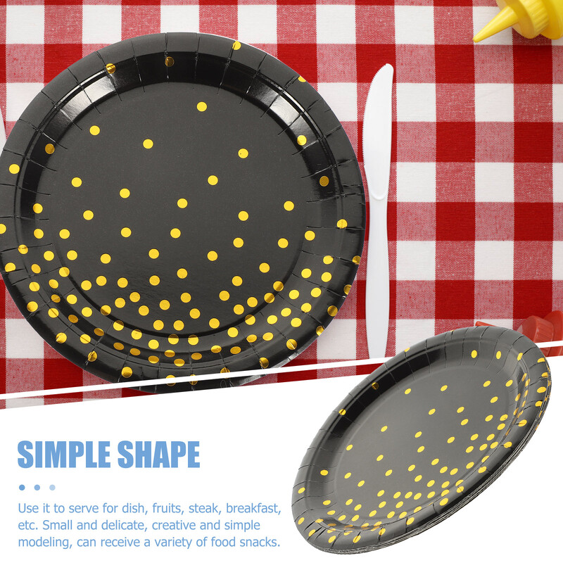 16 buc. tava de hartie tigaie pentru prajituri consumabile pentru petreceri farfurii negre farfurii desert de unică folosință