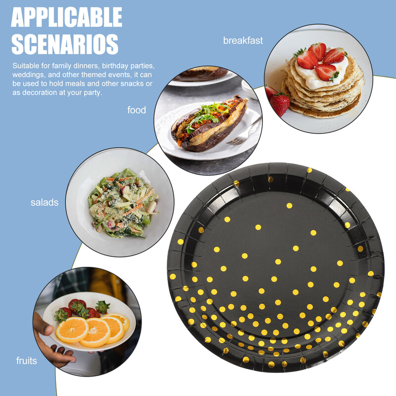 16 buc. tava de hartie tigaie pentru prajituri consumabile pentru petreceri farfurii negre farfurii desert de unică folosință