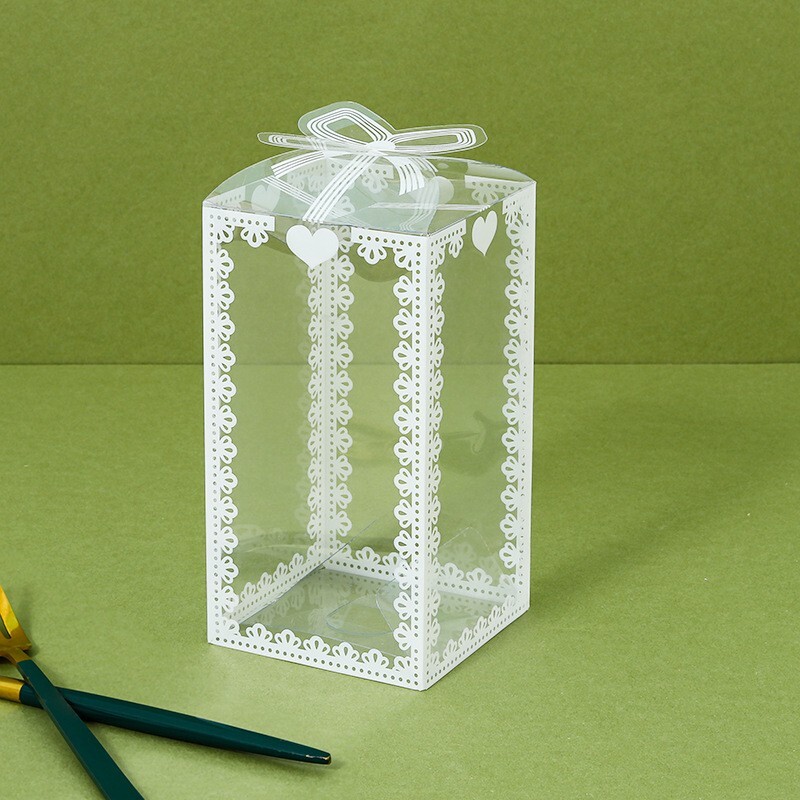 Cutie de cadou din plastic transparent de 10 buc cu bowknot, cutii transparente din PVC, cutie de ambalare pentru favoruri de petrecere de nuntă de Valentine de vacanță