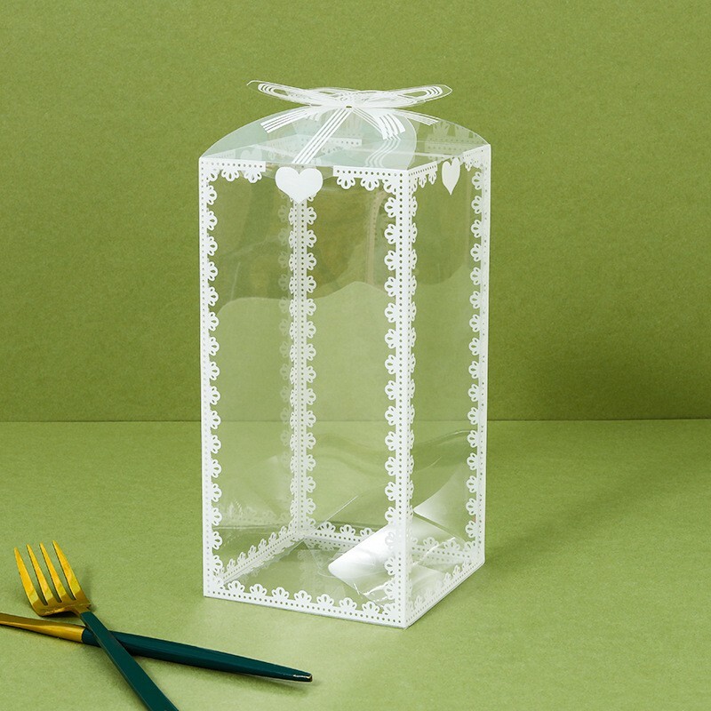 Cutie de cadou din plastic transparent de 10 buc cu bowknot, cutii transparente din PVC, cutie de ambalare pentru favoruri de petrecere de nuntă de Valentine de vacanță