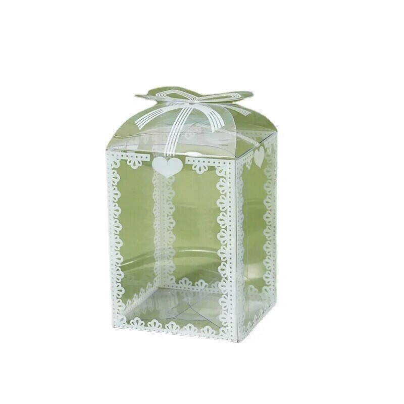 Cutie de cadou din plastic transparent de 10 buc cu bowknot, cutii transparente din PVC, cutie de ambalare pentru favoruri de petrecere de nuntă de Valentine de vacanță